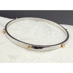 Vintage Coach New York Bangle Bracelet Silver Tone‎ Minimalist Signed 8"